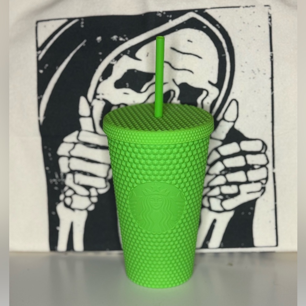 Starbucks Bright Green Textured Tumbler with Straw